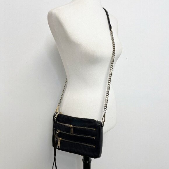 Rebecca Minkoff 4 Zip Cross-body Leather Bag, Black Leather Silver Hardware - Picture 2 of 10